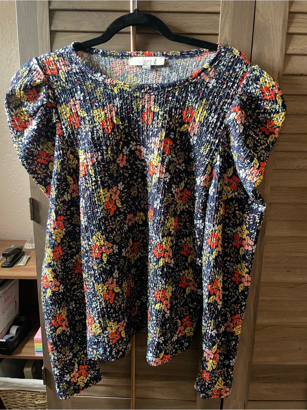 LOFT Floral Long Sleeve - Puff Sleeve Top